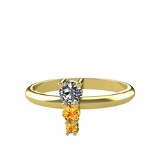 Madga Yüzük - Pırlanta ve sitrin 18 ayar altın yüzük (0.18 karat) #1v6u21