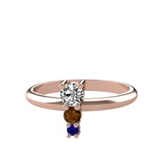 Madga Yüzük - Swarovski, dumanlı kuvars ve lab safir 925 ayar rose altın kaplama gümüş yüzük #1w6klsc