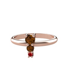Madga Yüzük - Dumanlı kuvars ve garnet 8 ayar rose altın yüzük #1wbn2id