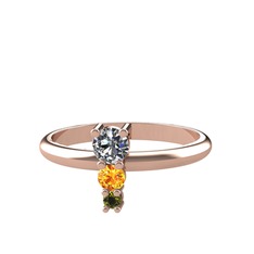 Pırlanta, sitrin ve peridot 18 ayar rose altın yüzük (0.18 karat)