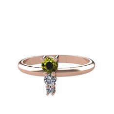 Peridot ve pırlanta 14 ayar rose altın yüzük (0.146 karat)