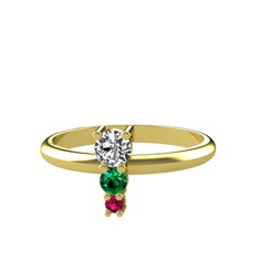 Madga Yüzük - Swarovski, yeşil kuvars ve rodolit garnet 18 ayar altın yüzük #1wuwwxa