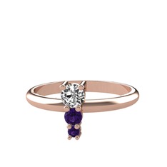 Swarovski ve ametist 18 ayar rose altın yüzük