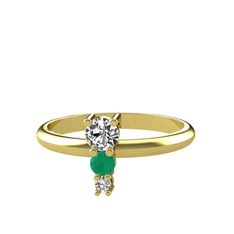 Beyaz zirkon, kök zümrüt ve swarovski 925 ayar altın kaplama gümüş yüzük