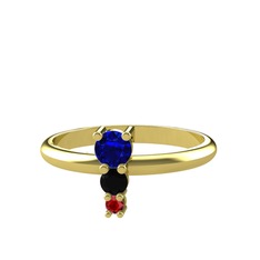 Madga Yüzük - Lab safir, siyah zirkon ve garnet 925 ayar altın kaplama gümüş yüzük #1x8nbls