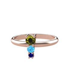 Peridot, akuamarin ve lab safir 8 ayar rose altın yüzük