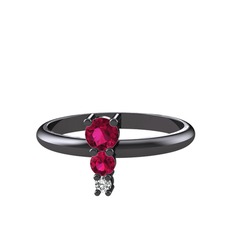 Madga Yüzük - Rodolit garnet ve swarovski 925 ayar siyah rodyum kaplama gümüş yüzük #1xhqi16