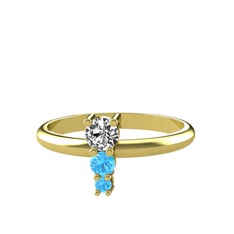 Madga Yüzük - Swarovski ve akuamarin 8 ayar altın yüzük #21thi3