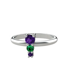 Madga Yüzük - Ametist ve yeşil kuvars 8 ayar beyaz altın yüzük #2f4w5i