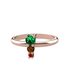 Madga Yüzük - Yeşil kuvars, dumanlı kuvars ve garnet 8 ayar rose altın yüzük #2p0dad