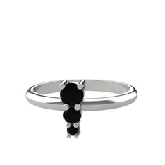 Madga Yüzük - Siyah zirkon 18 ayar beyaz altın yüzük #3geada