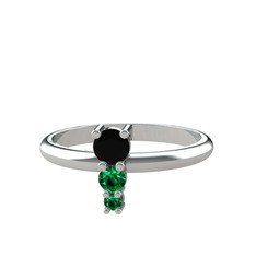 Madga Yüzük - Siyah zirkon ve yeşil kuvars 925 ayar gümüş yüzük #4n5ub8