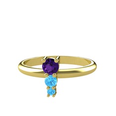 Madga Yüzük - Ametist ve akuamarin 14 ayar altın yüzük #4rjphk