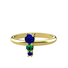 Madga Yüzük - Lab safir ve yeşil kuvars 8 ayar altın yüzük #5d6eeb