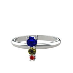 Madga Yüzük - Lab safir, peridot ve garnet 8 ayar beyaz altın yüzük #5mje5e