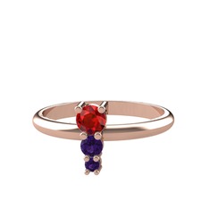 Garnet ve ametist 18 ayar rose altın yüzük