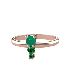 Madga Yüzük - Kök zümrüt ve yeşil kuvars 8 ayar rose altın yüzük #6hbkco