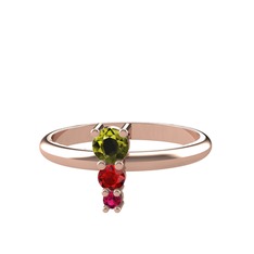 Madga Yüzük - Peridot, garnet ve rodolit garnet 18 ayar rose altın yüzük #6rdadd