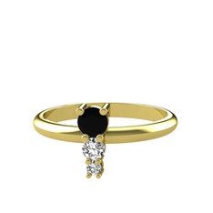 Madga Yüzük - Siyah zirkon, swarovski ve beyaz zirkon 18 ayar altın yüzük #6txkip