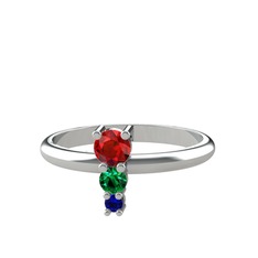 Garnet, yeşil kuvars ve lab safir 18 ayar beyaz altın yüzük