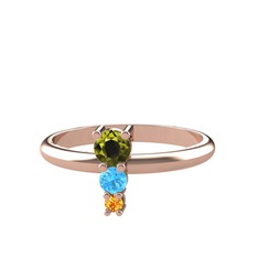 Madga Yüzük - Peridot, akuamarin ve sitrin 925 ayar rose altın kaplama gümüş yüzük #96enis