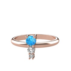 Madga Yüzük - Akuamarin, beyaz zirkon ve swarovski 18 ayar rose altın yüzük #9gzfsm