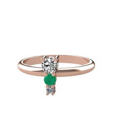 Madga Yüzük - Swarovski, kök zümrüt ve pırlanta 8 ayar rose altın yüzük (0.036 karat) #9ielus