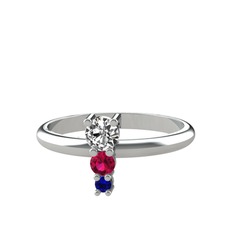 Madga Yüzük - Swarovski, rodolit garnet ve lab safir 14 ayar beyaz altın yüzük #9pnv0o