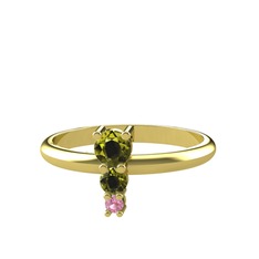 Madga Yüzük - Peridot ve pembe kuvars 8 ayar altın yüzük #9xr5y8