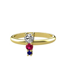 Madga Yüzük - Swarovski, rodolit garnet ve lab safir 8 ayar altın yüzük #a3u4lt