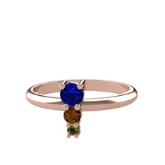 Madga Yüzük - Lab safir, dumanlı kuvars ve peridot 18 ayar rose altın yüzük #aohuiw
