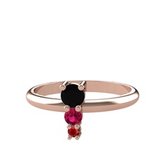 Madga Yüzük - Siyah zirkon, rodolit garnet ve garnet 925 ayar rose altın kaplama gümüş yüzük #b0f7qm