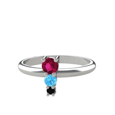 Madga Yüzük - Rodolit garnet, akuamarin ve siyah zirkon 925 ayar gümüş yüzük #c16kiq