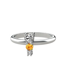 Madga Yüzük - Beyaz zirkon ve sitrin 8 ayar beyaz altın yüzük #caklzo