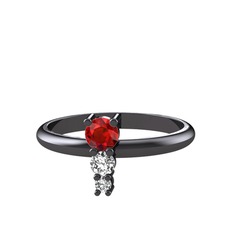 Madga Yüzük - Garnet ve swarovski 925 ayar siyah rodyum kaplama gümüş yüzük #coarsi