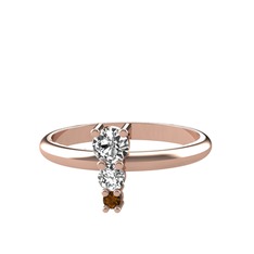 Swarovski, beyaz zirkon ve dumanlı kuvars 18 ayar rose altın yüzük