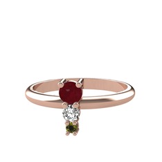 Madga Yüzük - Kök yakut, swarovski ve peridot 18 ayar rose altın yüzük #fap8s6