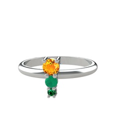 Madga Yüzük - Sitrin, kök zümrüt ve yeşil kuvars 925 ayar gümüş yüzük #fvio95