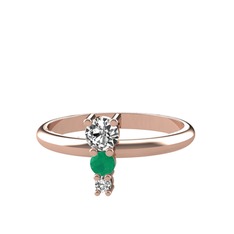 Madga Yüzük - Swarovski ve kök zümrüt 8 ayar rose altın yüzük #g2o3ga