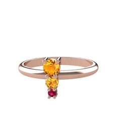 Sitrin ve rodolit garnet 8 ayar rose altın yüzük