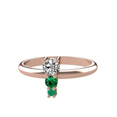 Madga Yüzük - Swarovski, yeşil kuvars ve kök zümrüt 18 ayar rose altın yüzük #h2ootb