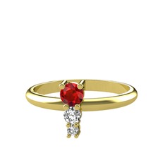 Madga Yüzük - Garnet, swarovski ve beyaz zirkon 8 ayar altın yüzük #hfuuaz
