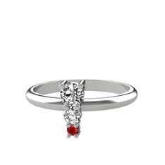 Swarovski ve garnet 14 ayar beyaz altın yüzük