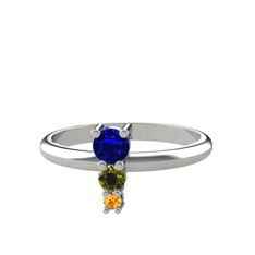 Madga Yüzük - Lab safir, peridot ve sitrin 8 ayar beyaz altın yüzük #hzbj0f