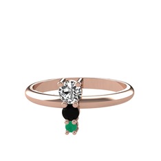 Madga Yüzük - Swarovski, siyah zirkon ve kök zümrüt 925 ayar rose altın kaplama gümüş yüzük #i0xg9f