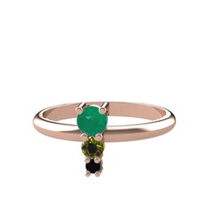 Madga Yüzük - Kök zümrüt, peridot ve siyah zirkon 18 ayar rose altın yüzük #iyfugg