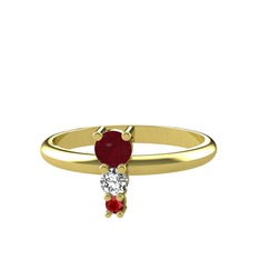 Madga Yüzük - Kök yakut, swarovski ve garnet 14 ayar altın yüzük #j7vkw2