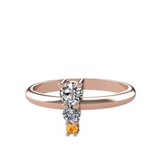 Madga Yüzük - Swarovski, pırlanta ve sitrin 8 ayar rose altın yüzük (0.11 karat) #je4o8j