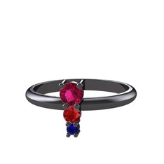 Madga Yüzük - Rodolit garnet, garnet ve lab safir 925 ayar siyah rodyum kaplama gümüş yüzük #jimgnv