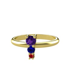 Madga Yüzük - Ametist, lab safir ve garnet 14 ayar altın yüzük #k3tq1j